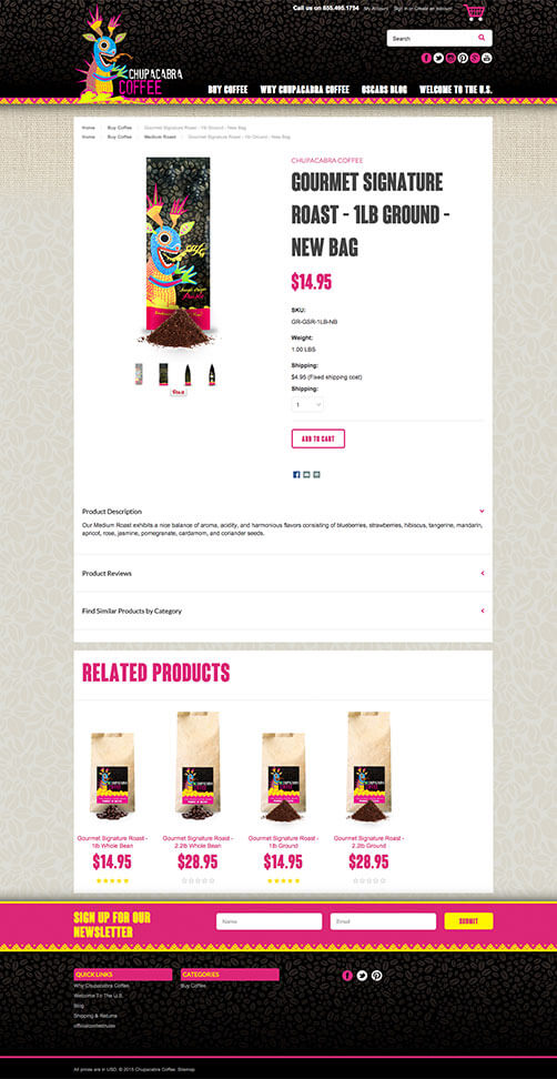 Website Development - Screenshot Chupacabra Coffee