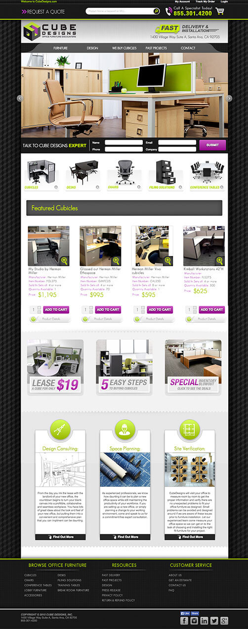 Website Development - Screenshot Cube Designs